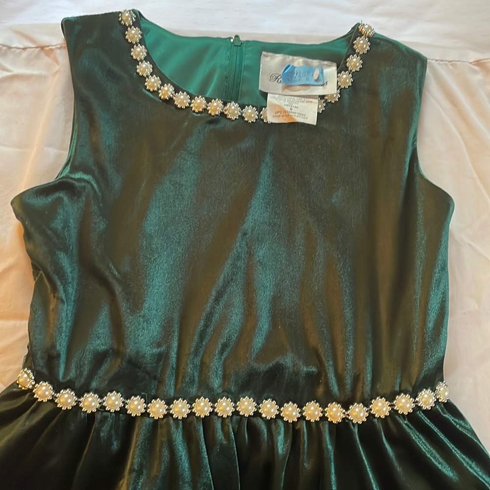 Girls emerald green velvet dress